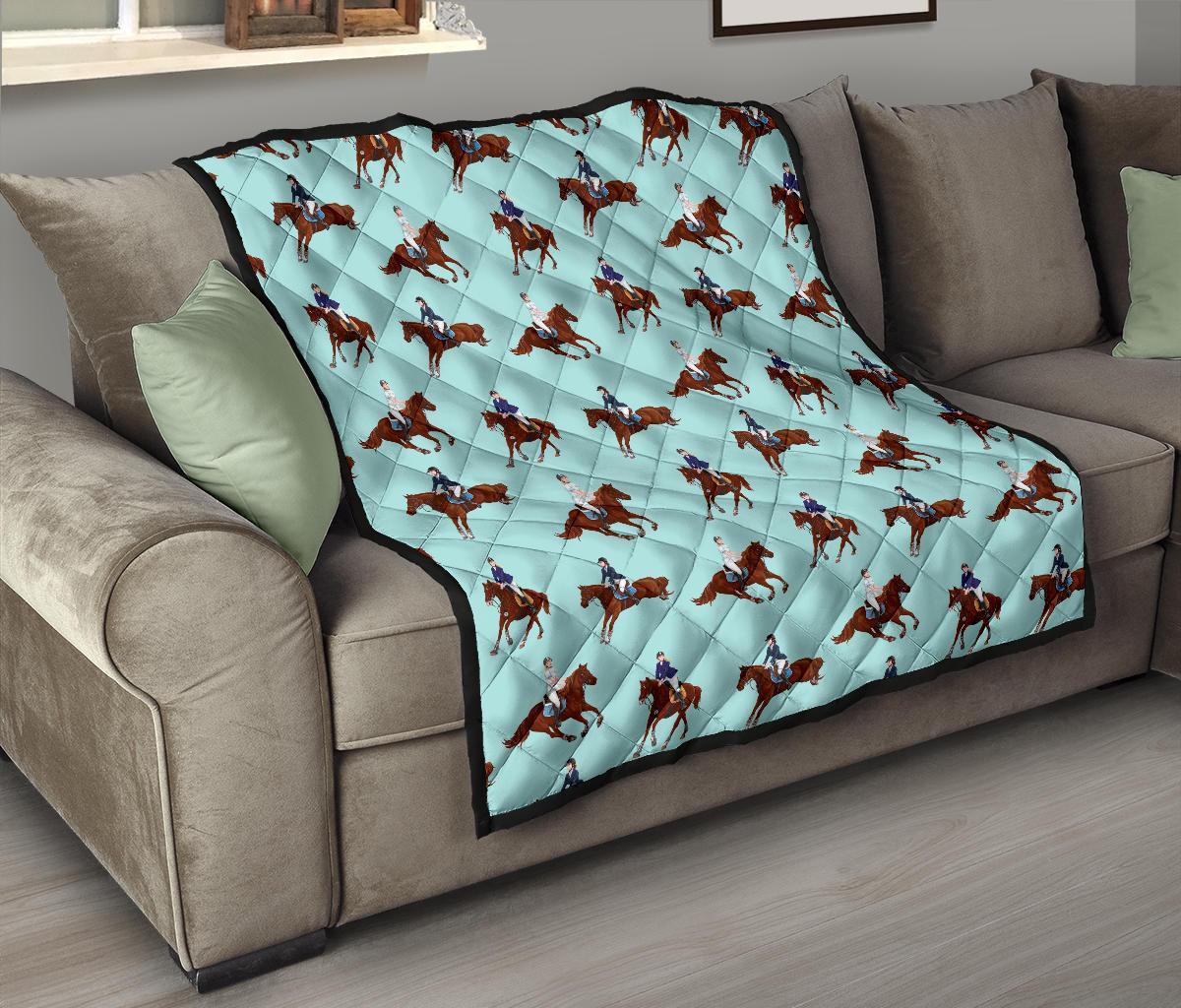 Equestrian Print Pattern Quilt-grizzshop