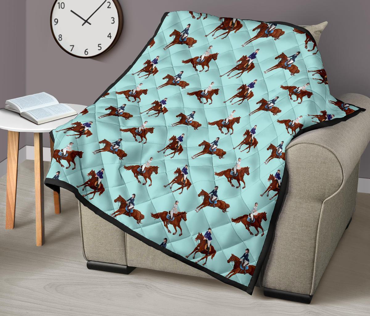 Equestrian Print Pattern Quilt-grizzshop