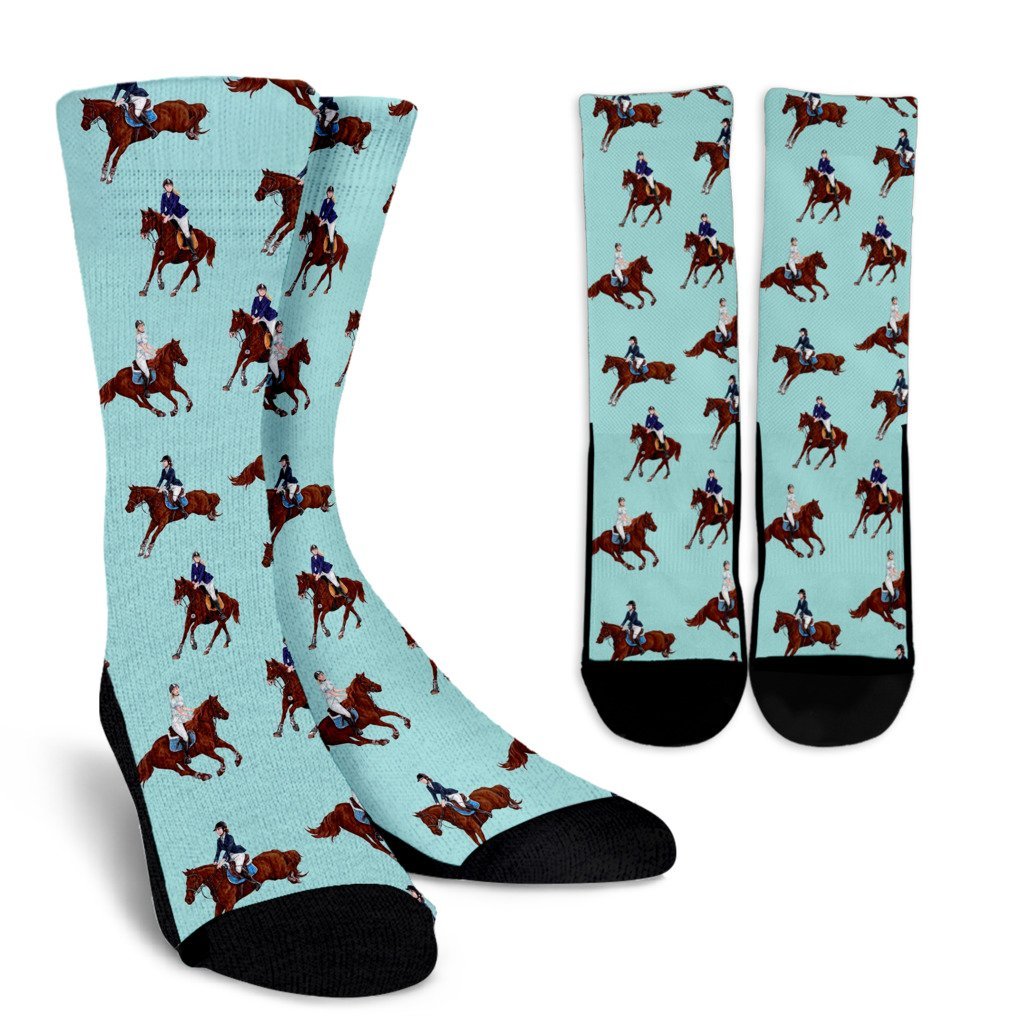 Equestrian Print Pattern Unisex Crew Socks-grizzshop