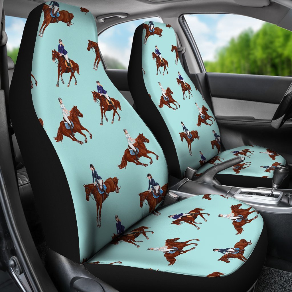 Equestrian Print Pattern Universal Fit Car Seat Covers-grizzshop