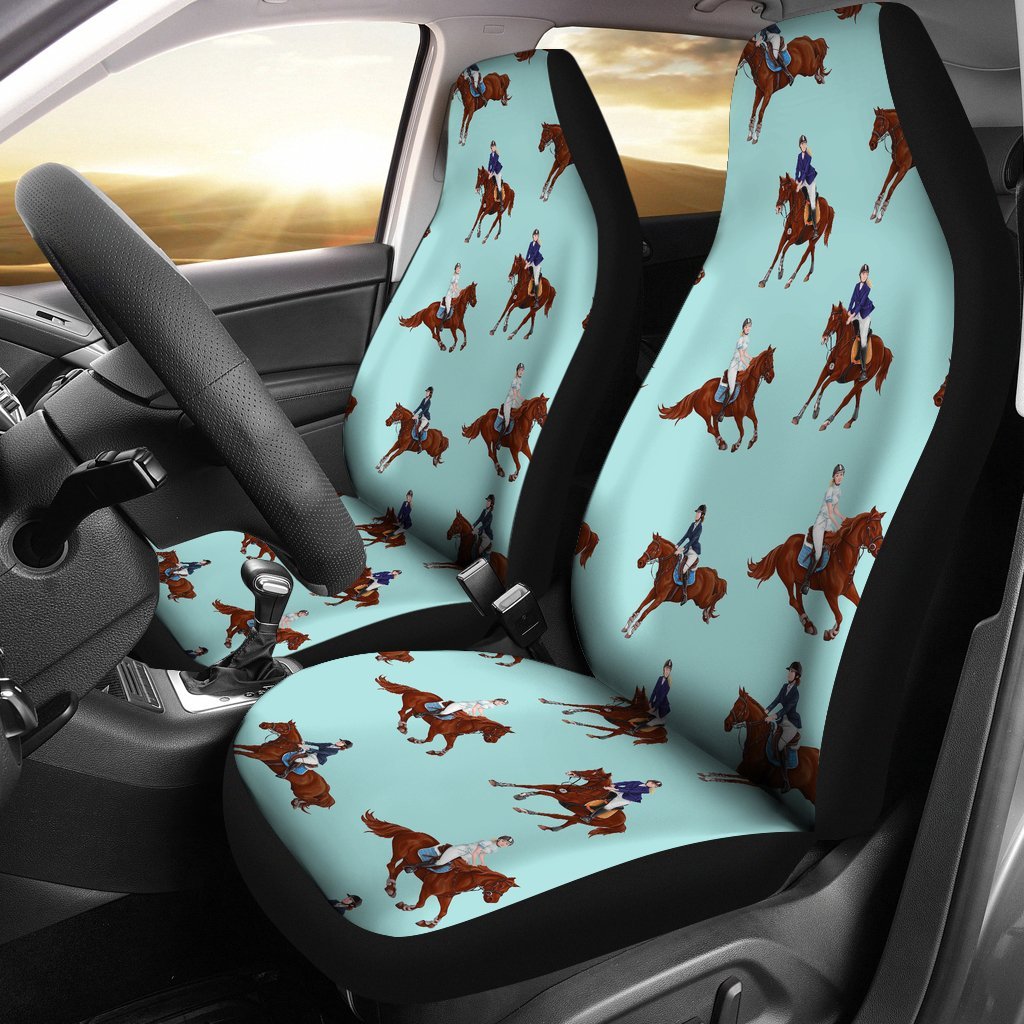 Equestrian Print Pattern Universal Fit Car Seat Covers-grizzshop