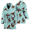 Equestrian Print Pattern Women Long Robe-grizzshop