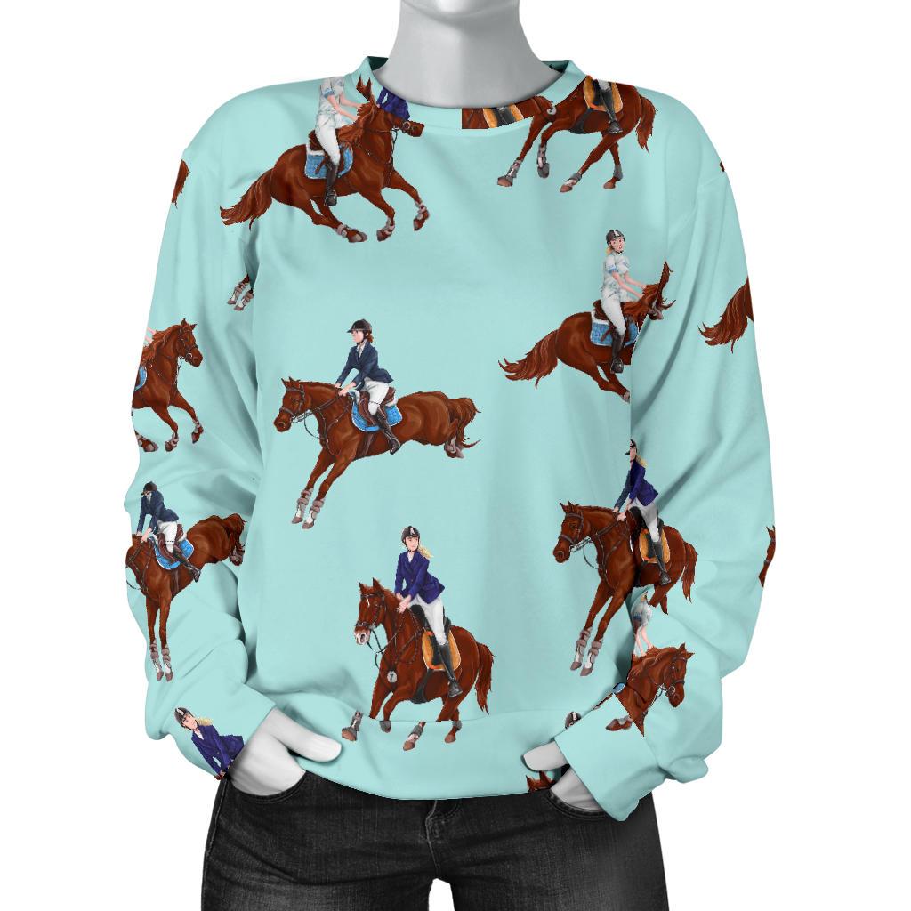 Equestrian Print Pattern Women's Sweatshirt-grizzshop