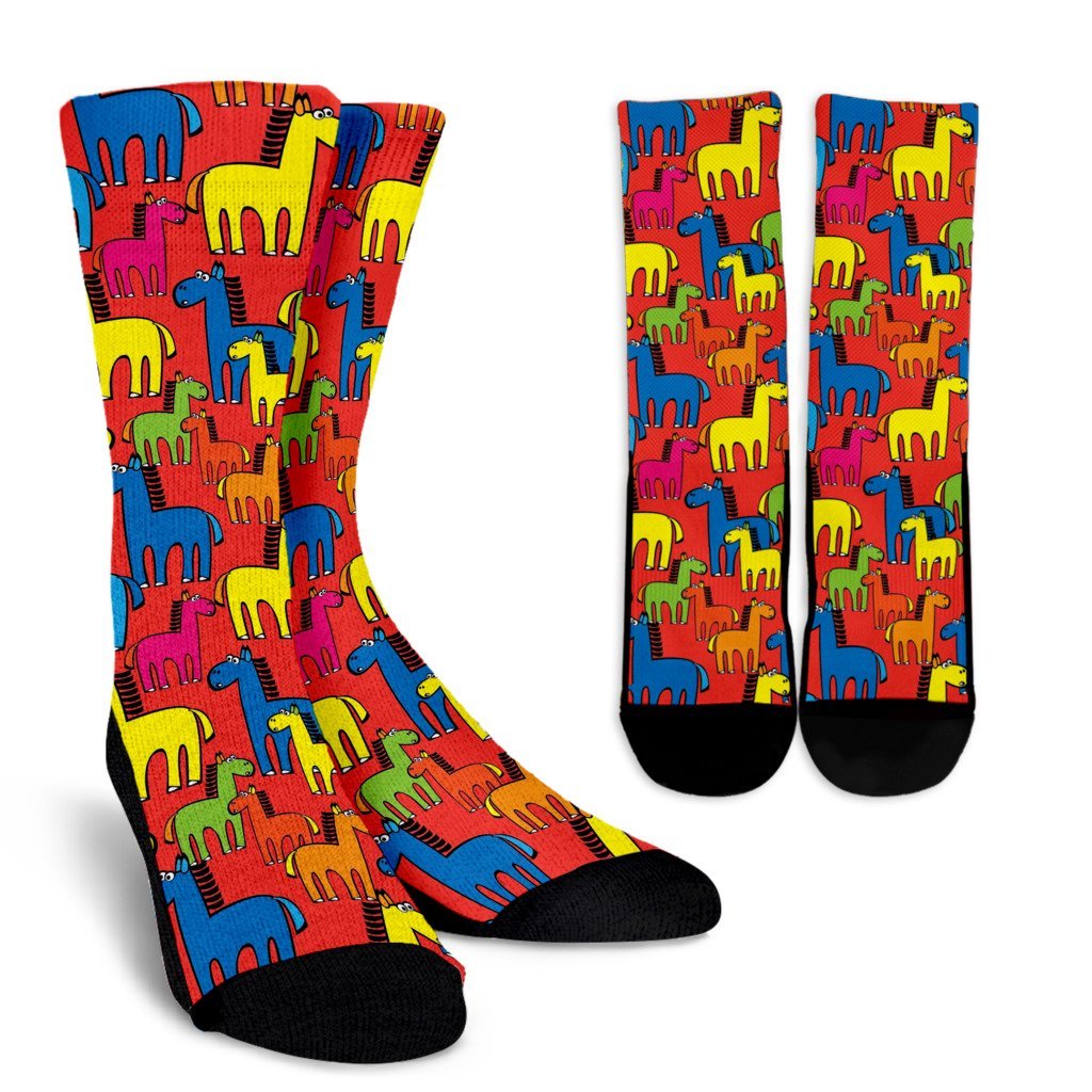 Equestrian Colorful Pattern Print Unisex Crew Socks-grizzshop
