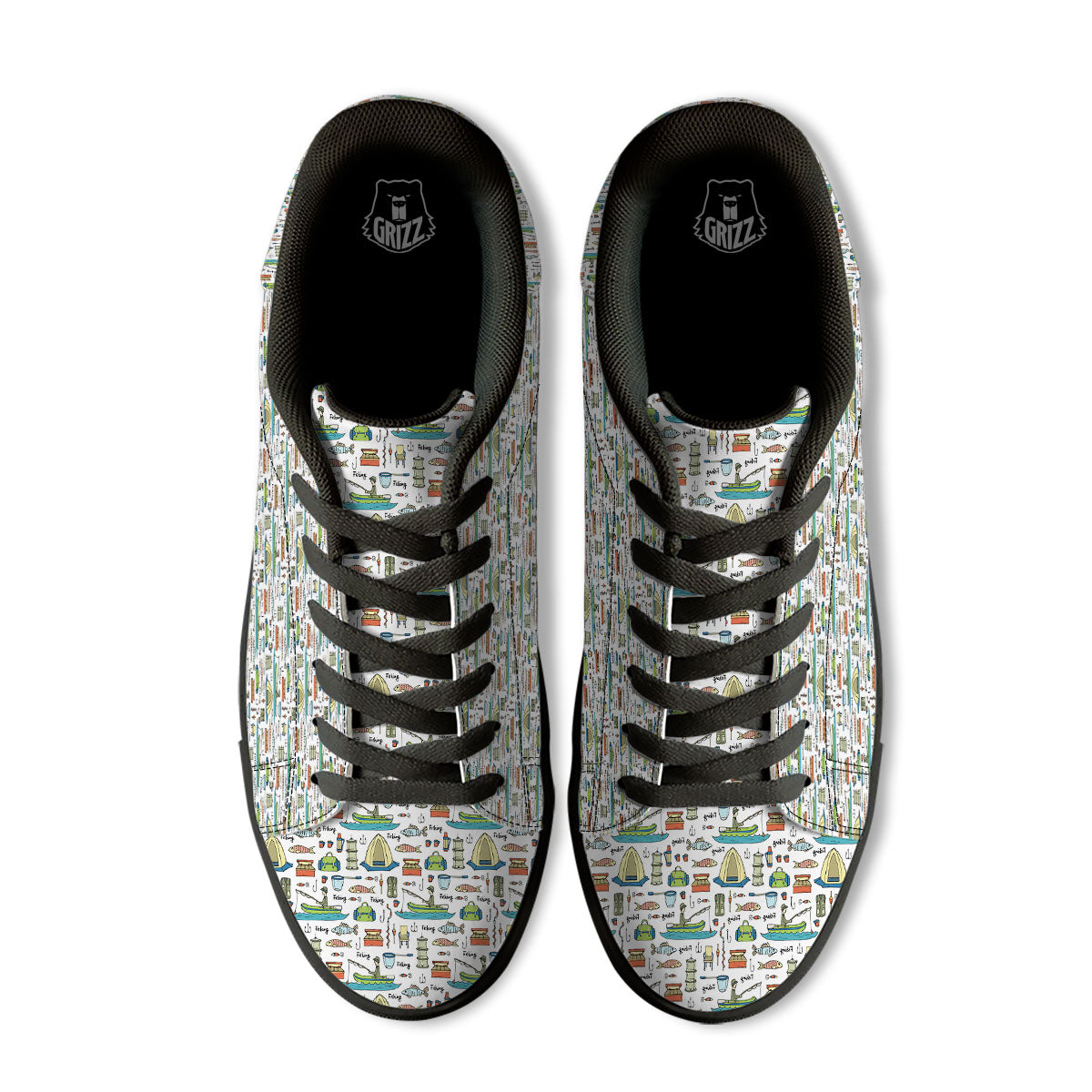 Equipment Fishing Print Pattern Black Low Top Sneakers-grizzshop