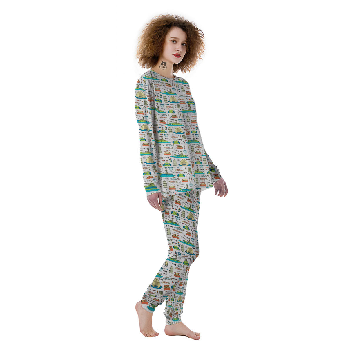Equipment Fishing Print Pattern Women's Pajamas-grizzshop