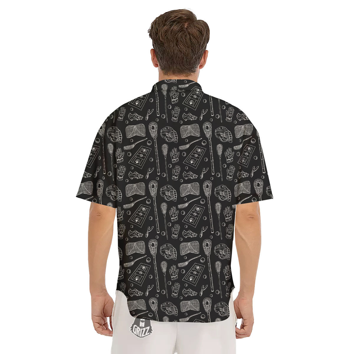 Equipment Lacrosse Print Pattern Men's Short Sleeve Shirts-grizzshop