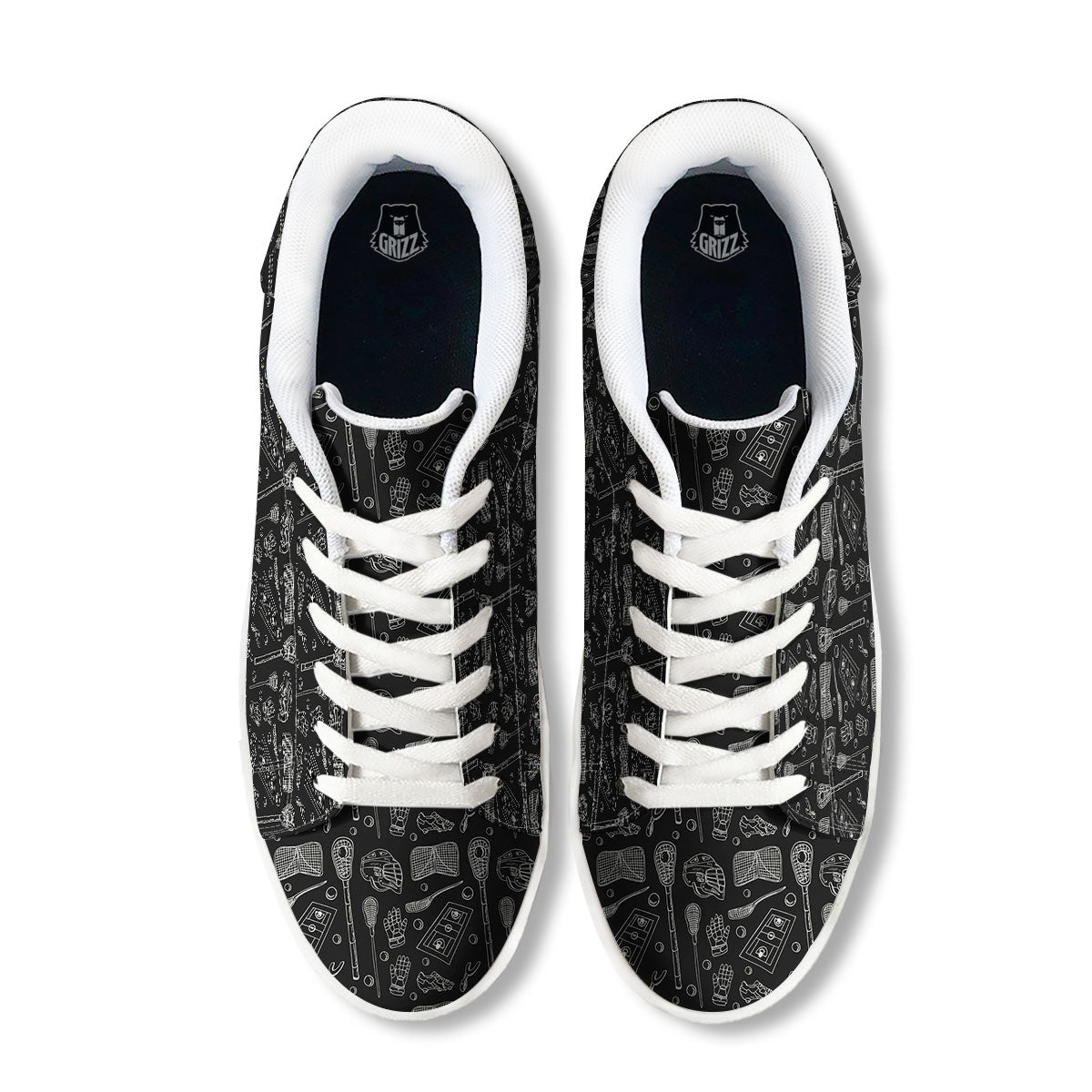 Equipment Lacrosse Print Pattern White Low Top Sneakers-grizzshop