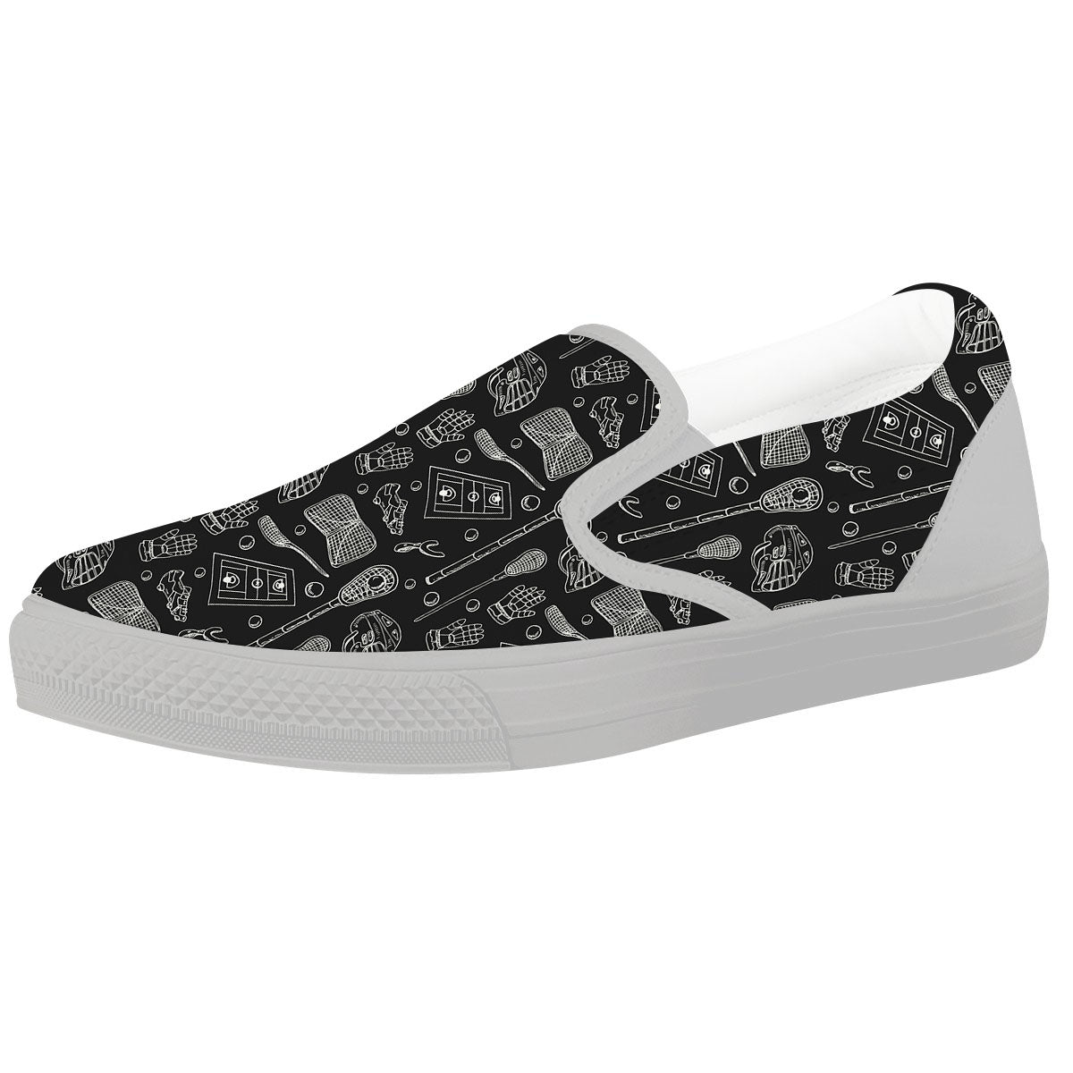 Equipment Lacrosse Print Pattern White Slip On Shoes-grizzshop