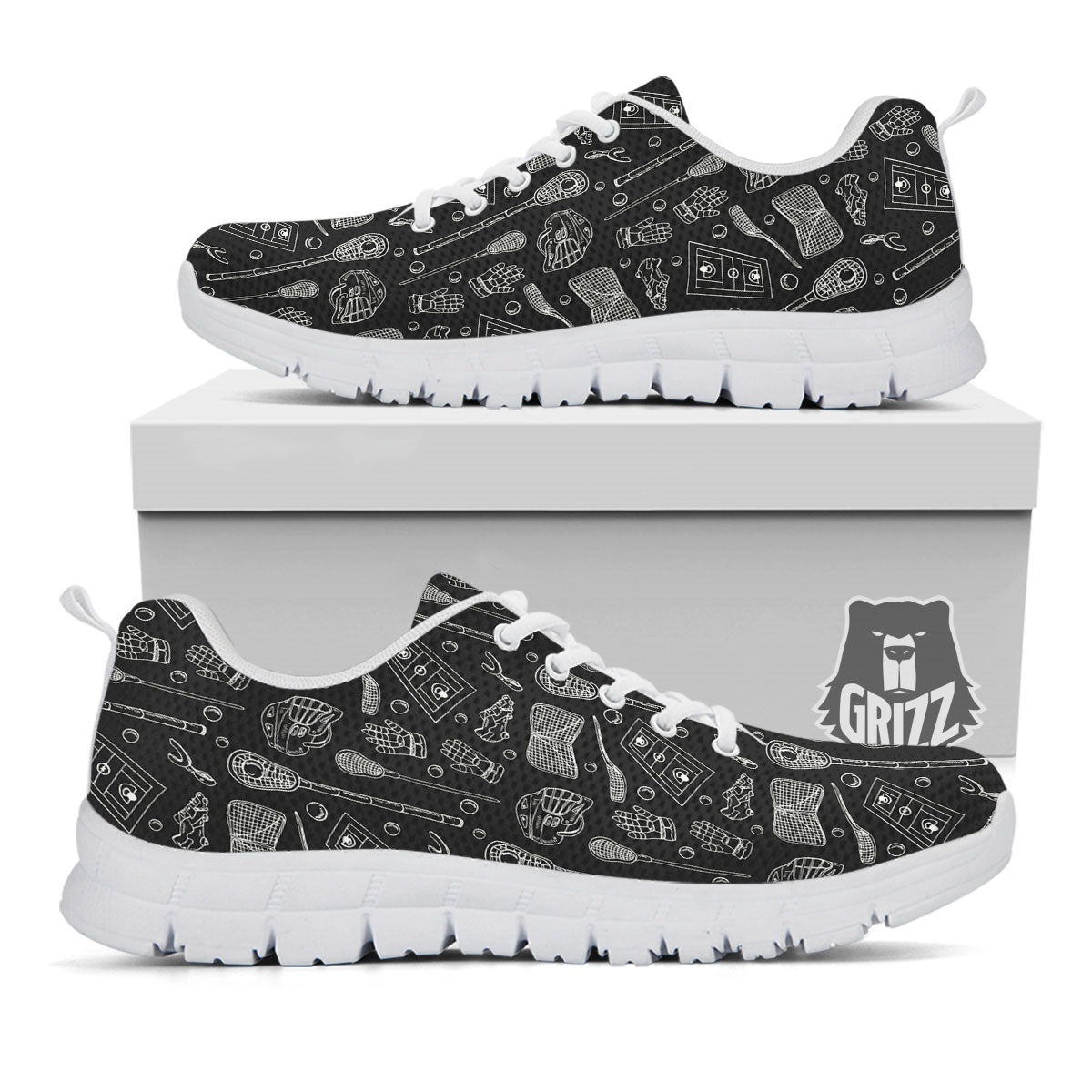 Equipment Lacrosse Print Pattern White Sneaker-grizzshop