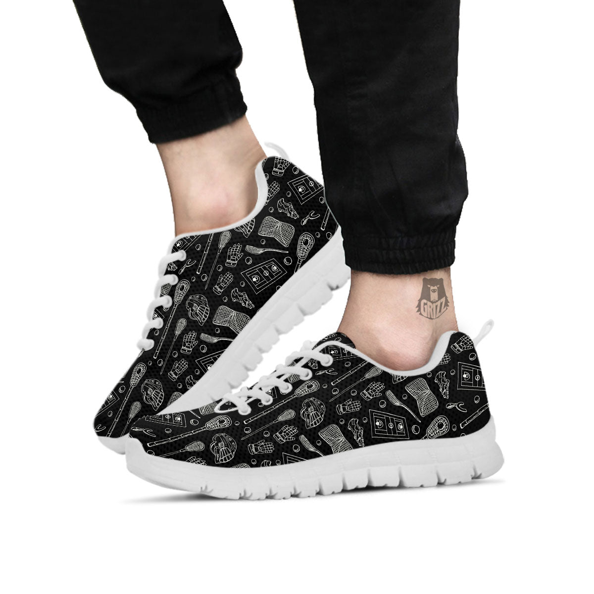 Equipment Lacrosse Print Pattern White Sneaker-grizzshop