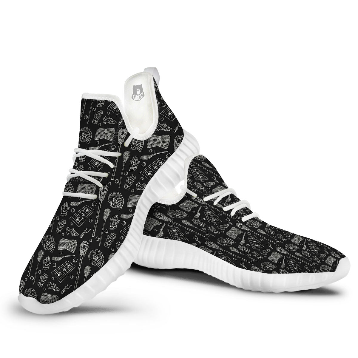 Equipment Lacrosse Print Pattern White Walking Shoes-grizzshop