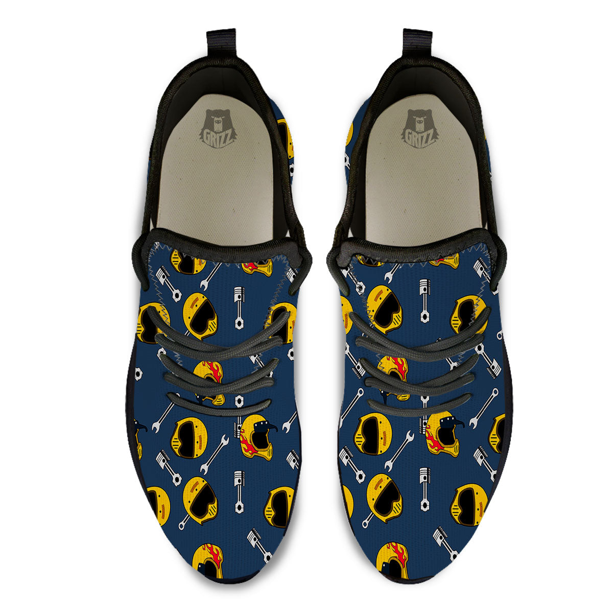 Equipment Motorcycle Print Pattern Black Athletic Shoes-grizzshop