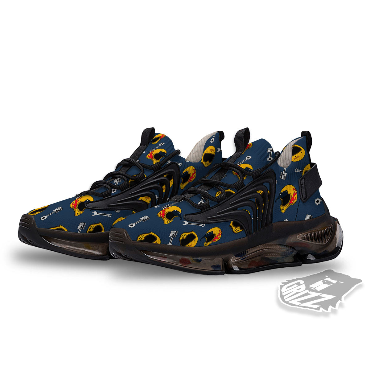 Equipment Motorcycle Print Pattern Black Gym Shoes-grizzshop