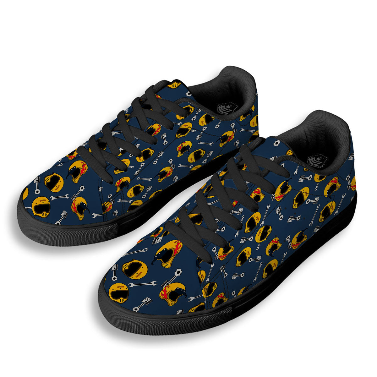 Equipment Motorcycle Print Pattern Black Low Top Sneakers-grizzshop