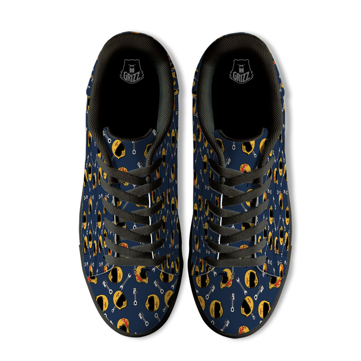 Equipment Motorcycle Print Pattern Black Low Top Sneakers-grizzshop
