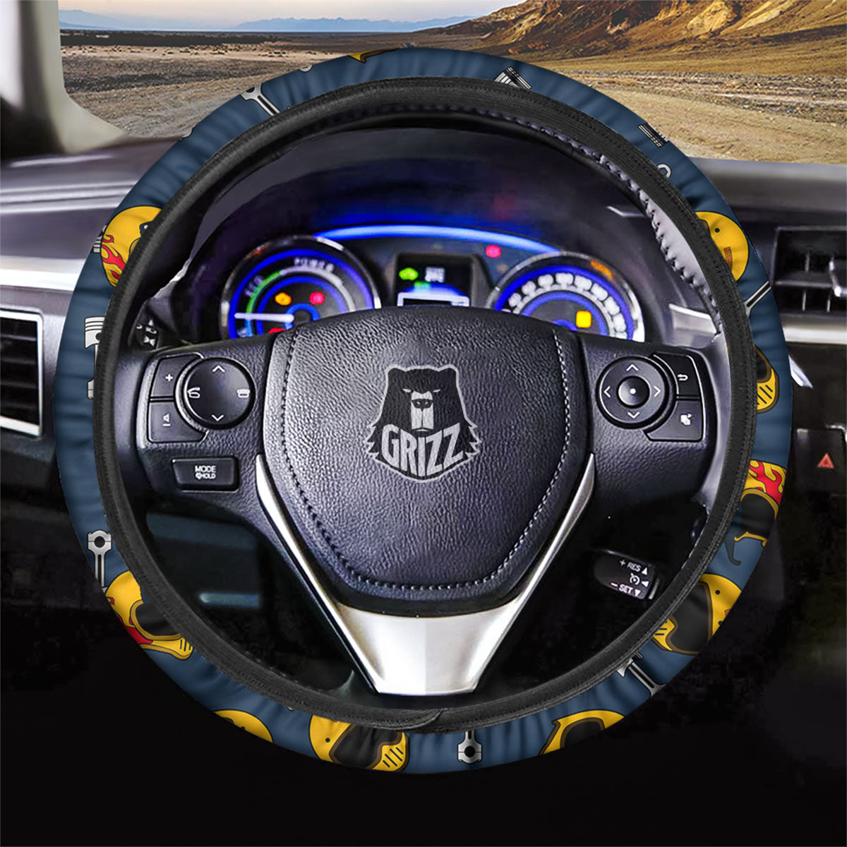 Equipment Motorcycle Print Pattern Car Steering Wheel Cover-grizzshop