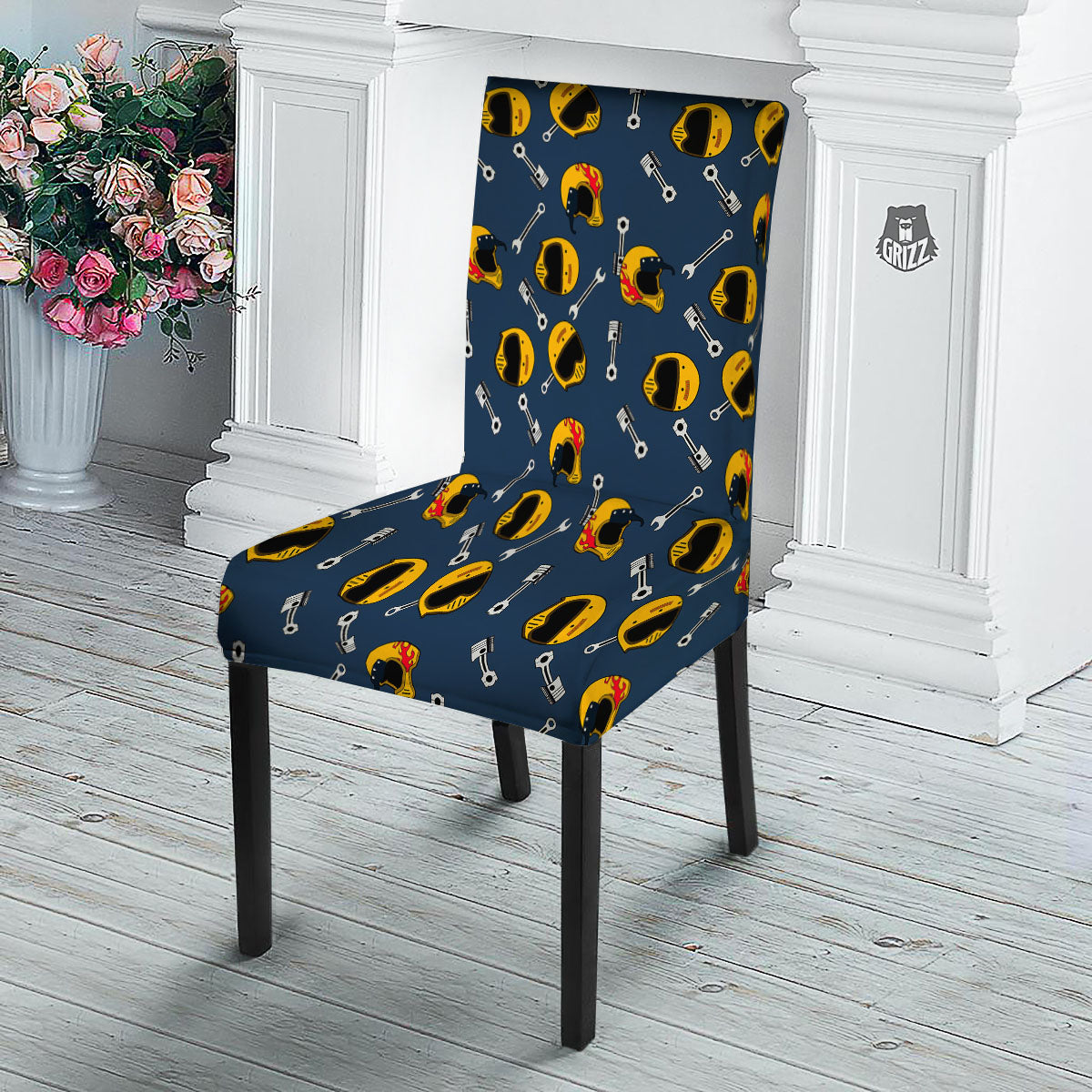 Equipment Motorcycle Print Pattern Dining Chair Slipcover-grizzshop