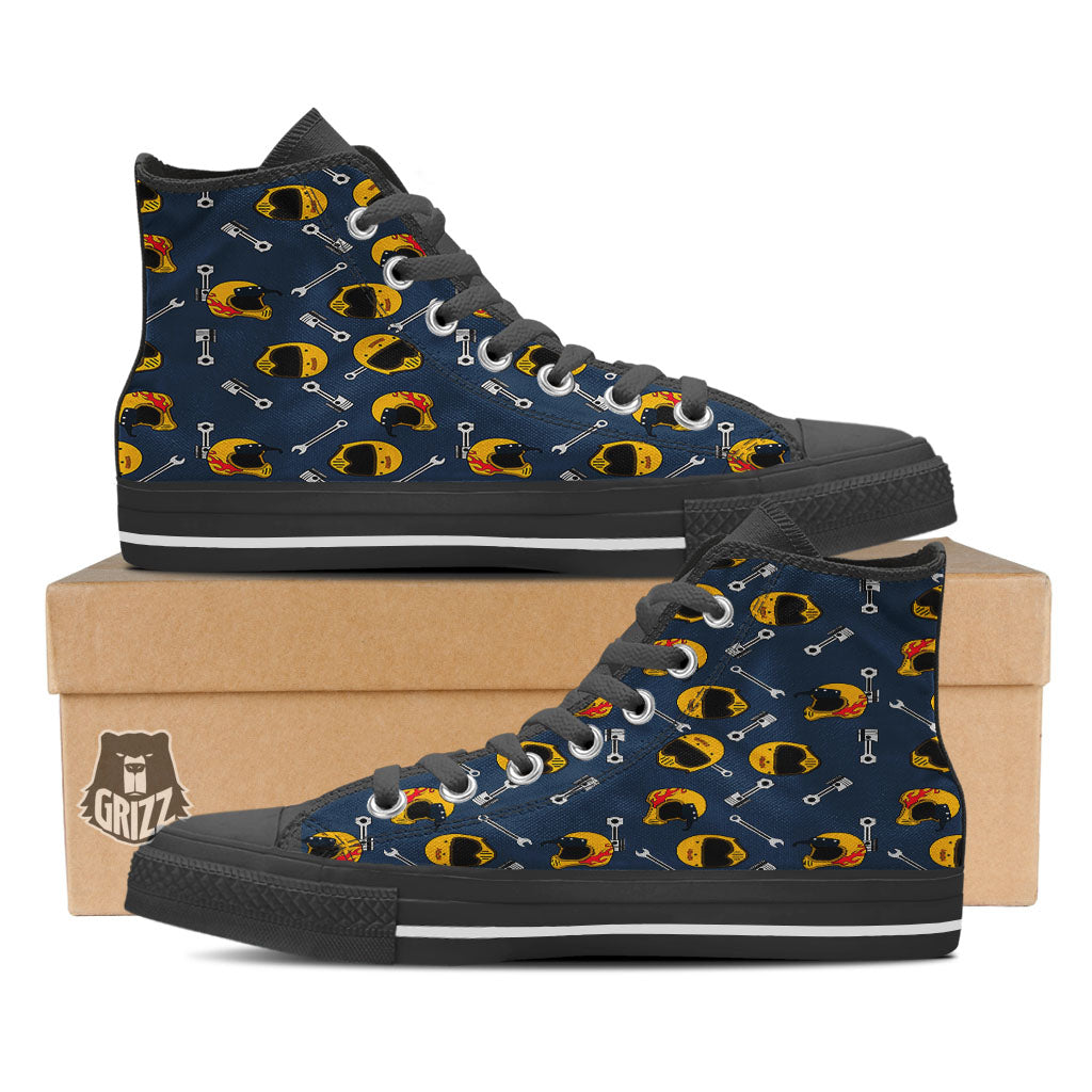 Equipment Motorcycle Print Pattern High Top Shoes-grizzshop