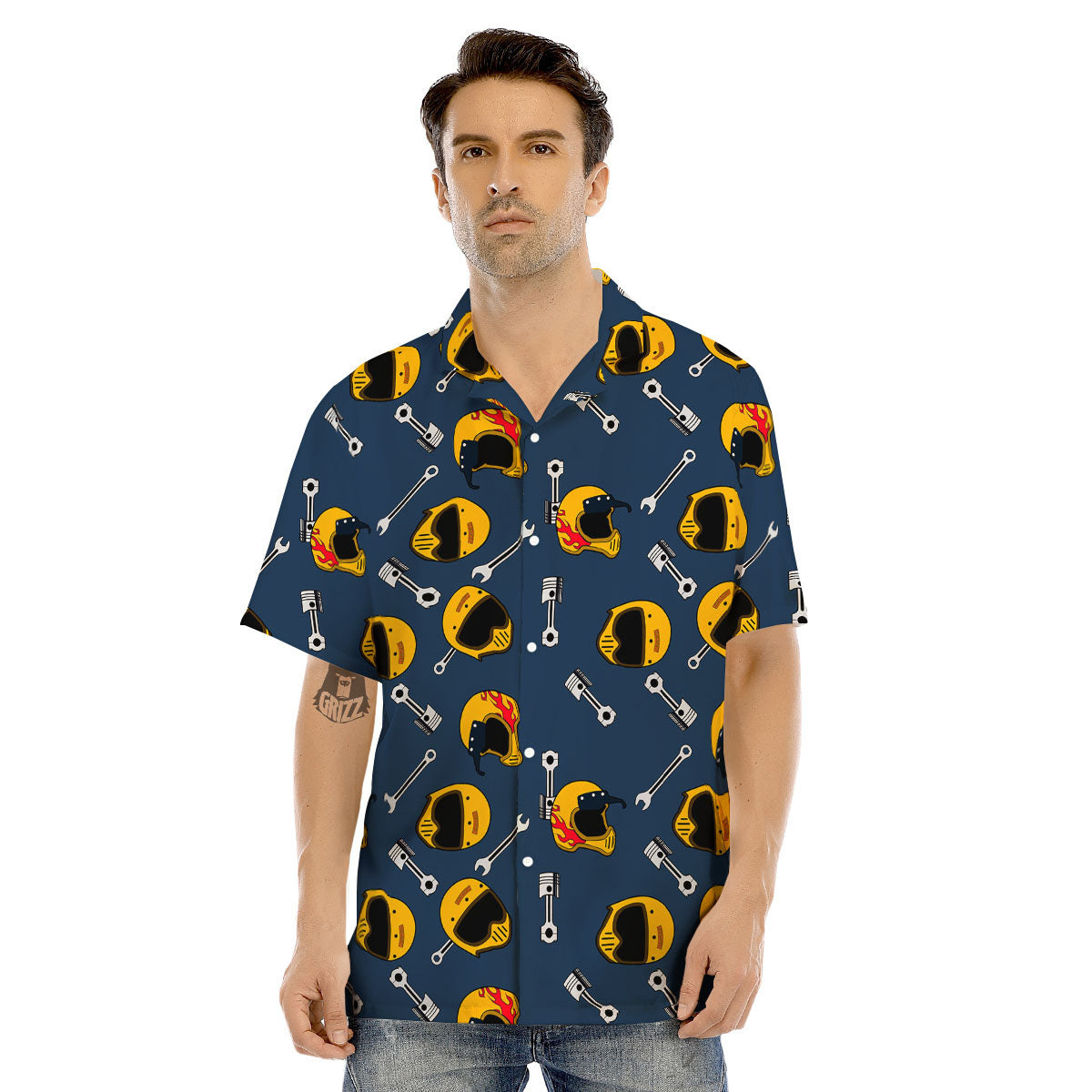 Equipment Motorcycle Print Pattern Men's Hawaiian Shirt-grizzshop