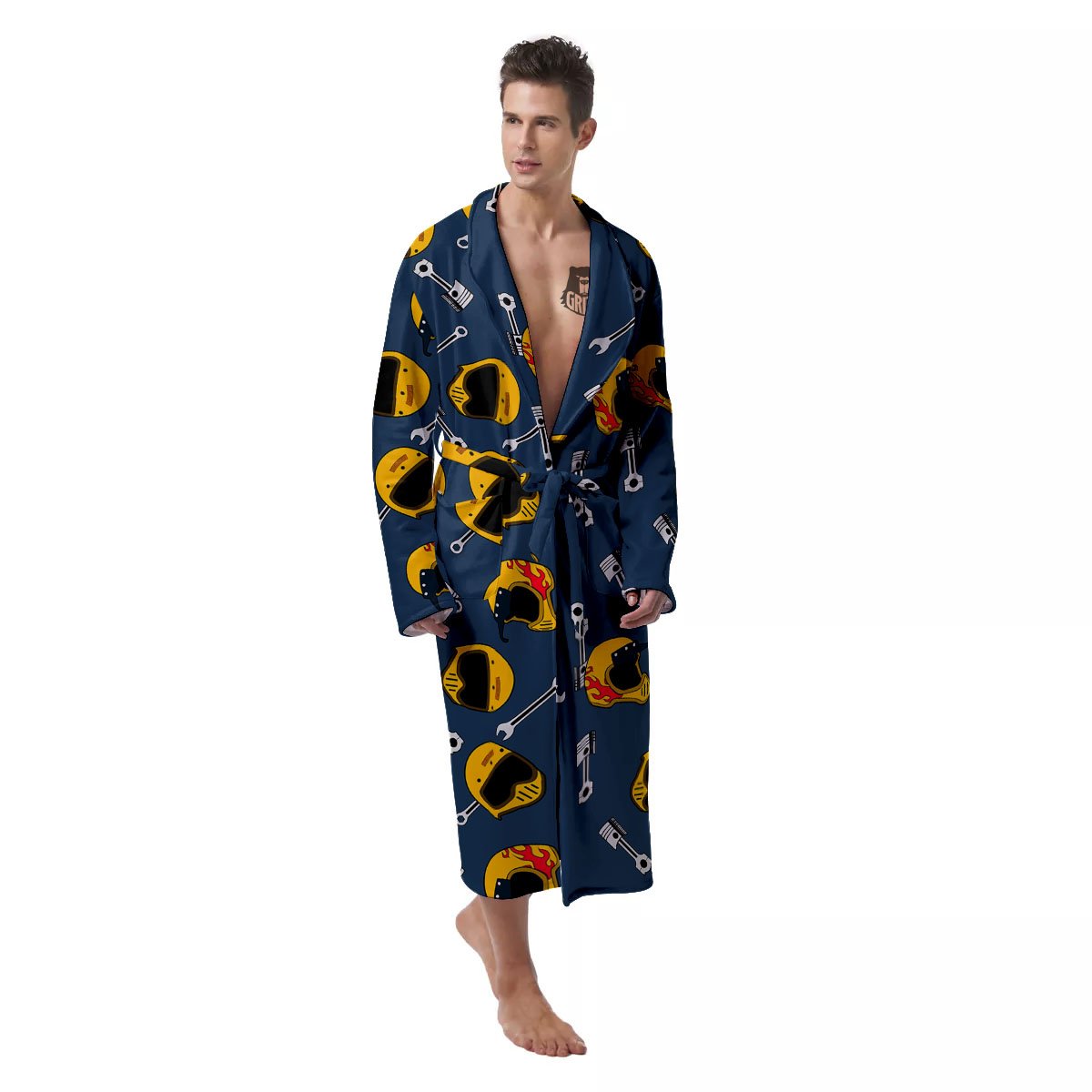 Equipment Motorcycle Print Pattern Men's Robe-grizzshop