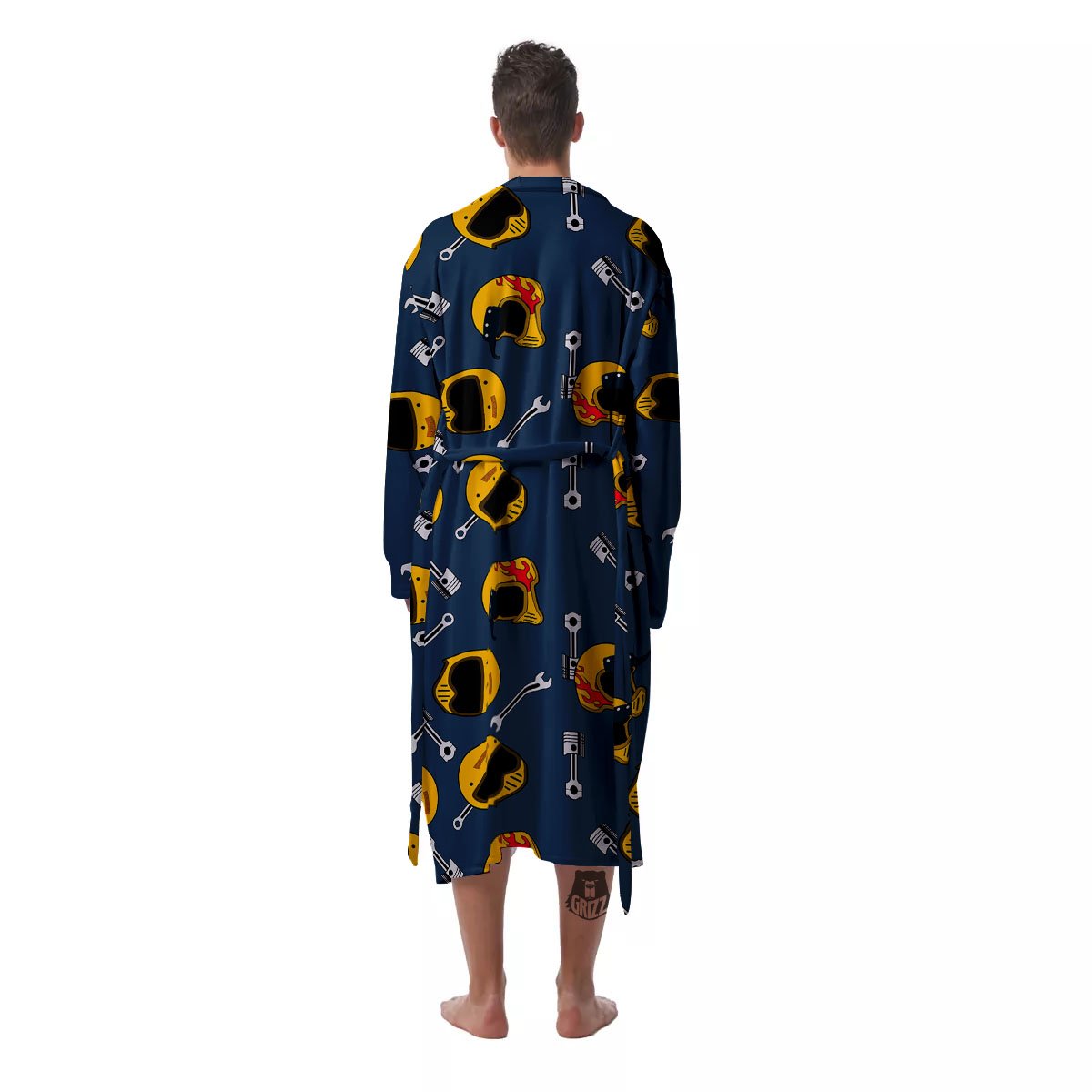 Equipment Motorcycle Print Pattern Men's Robe-grizzshop