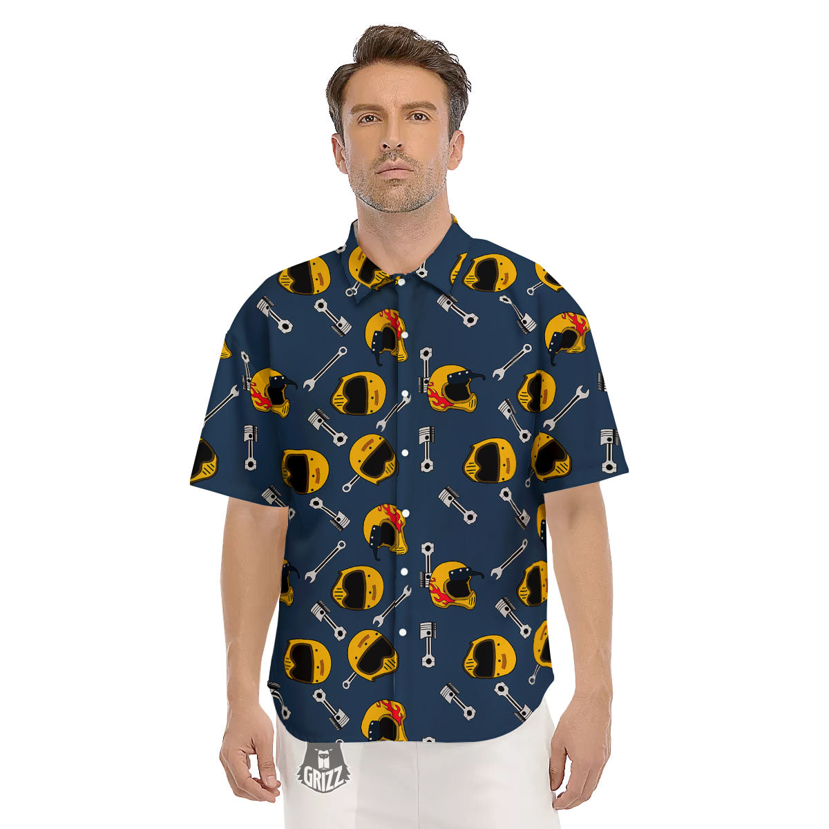 Equipment Motorcycle Print Pattern Men's Short Sleeve Shirts-grizzshop