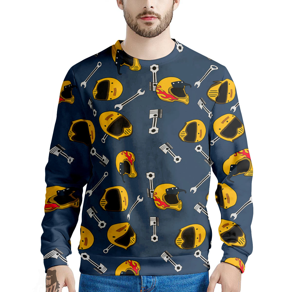 Equipment Motorcycle Print Pattern Men's Sweatshirt-grizzshop