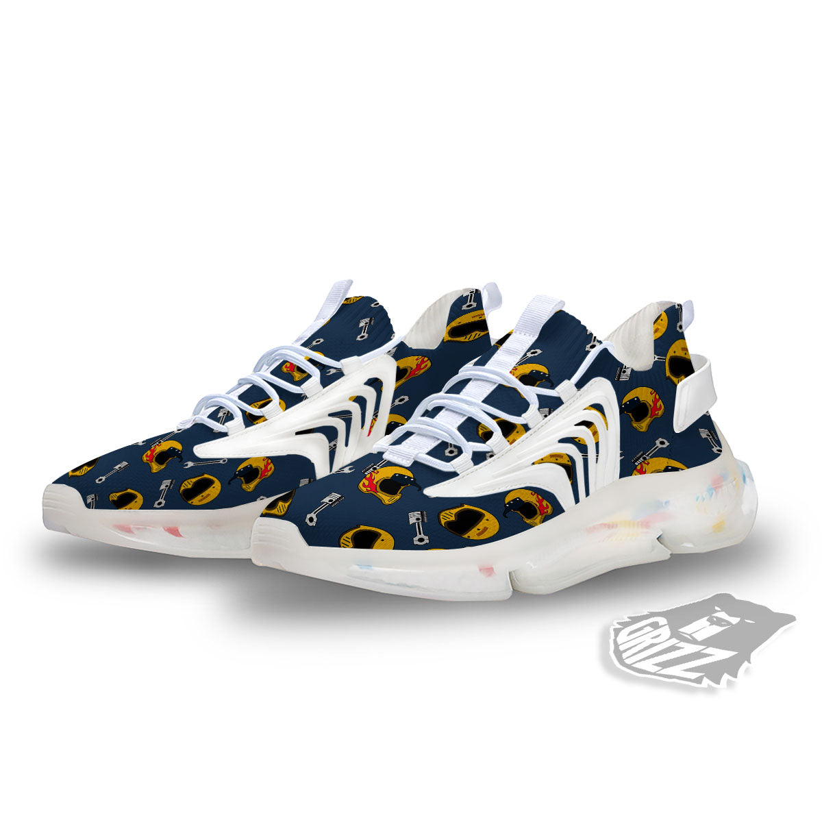 Equipment Motorcycle Print Pattern White Gym Shoes-grizzshop