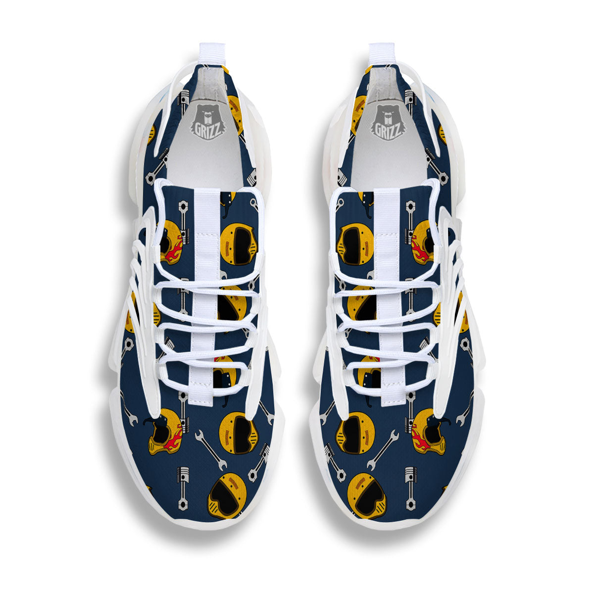 Equipment Motorcycle Print Pattern White Gym Shoes-grizzshop