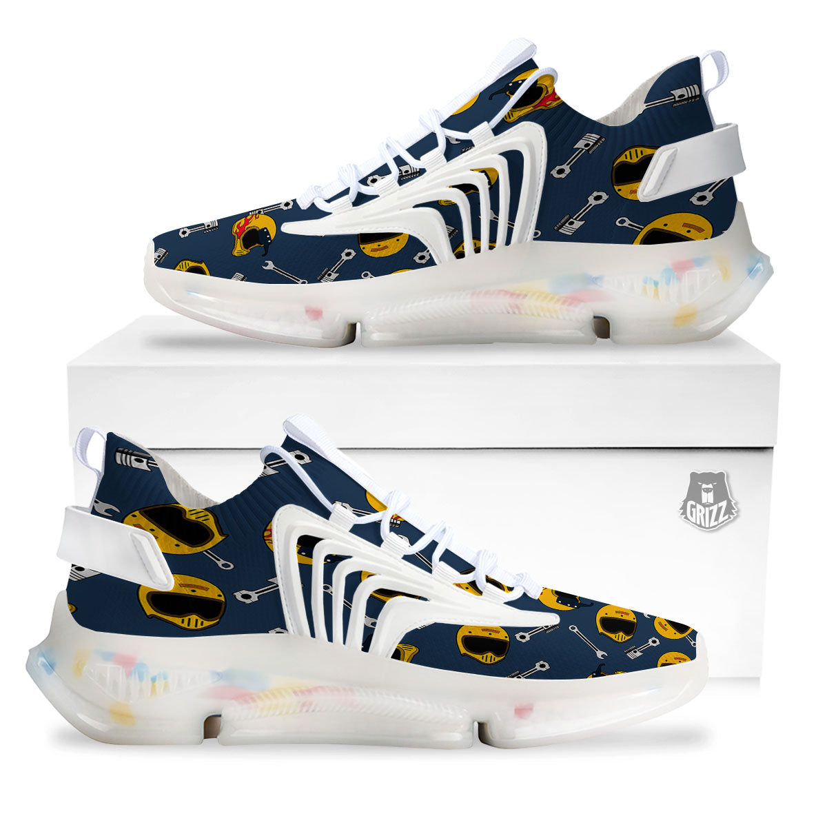 Equipment Motorcycle Print Pattern White Gym Shoes-grizzshop