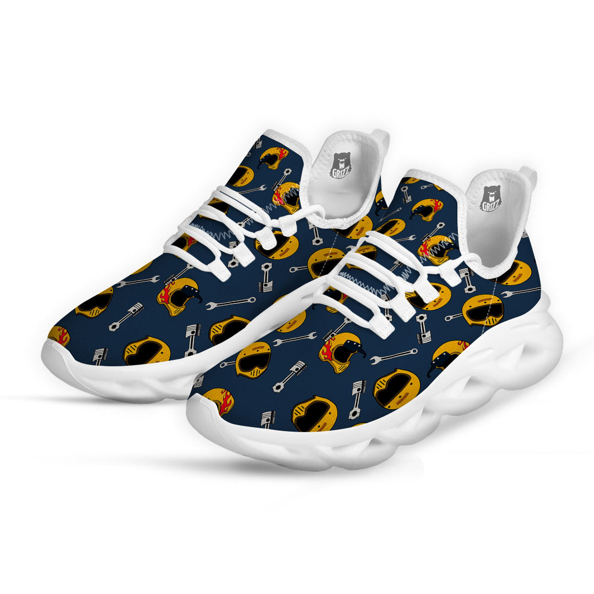 Equipment Motorcycle Print Pattern White Running Shoes-grizzshop