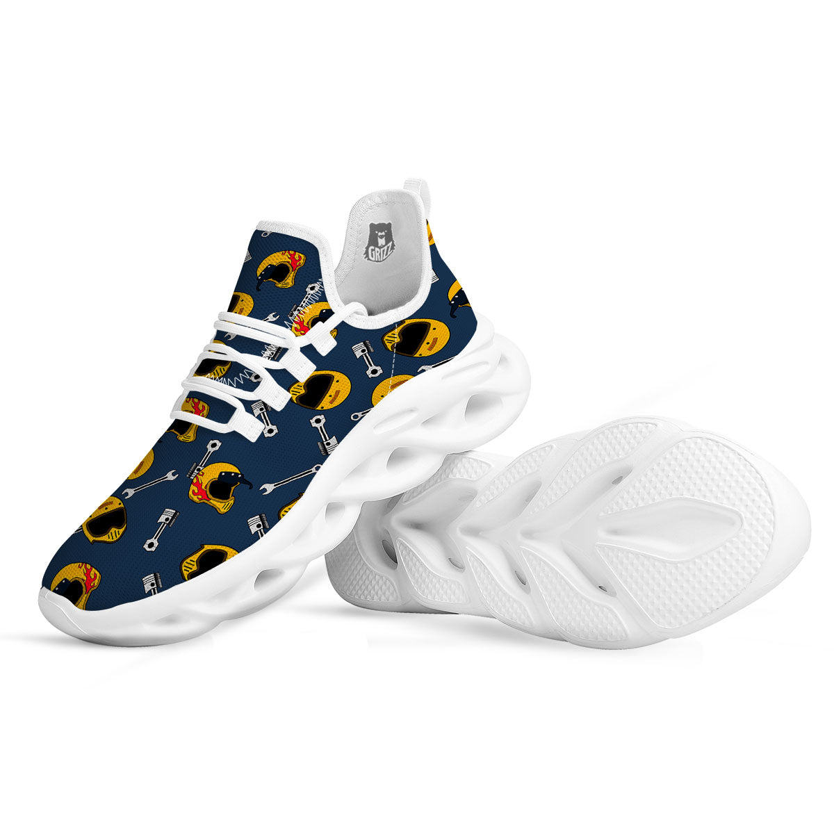 Equipment Motorcycle Print Pattern White Running Shoes-grizzshop