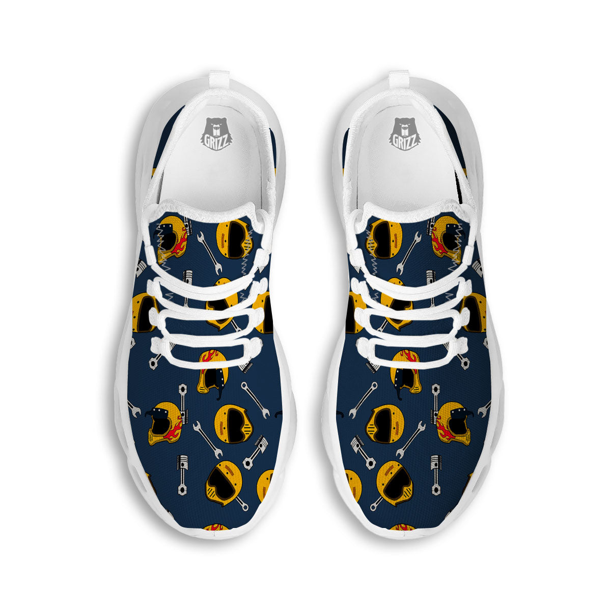 Equipment Motorcycle Print Pattern White Running Shoes-grizzshop