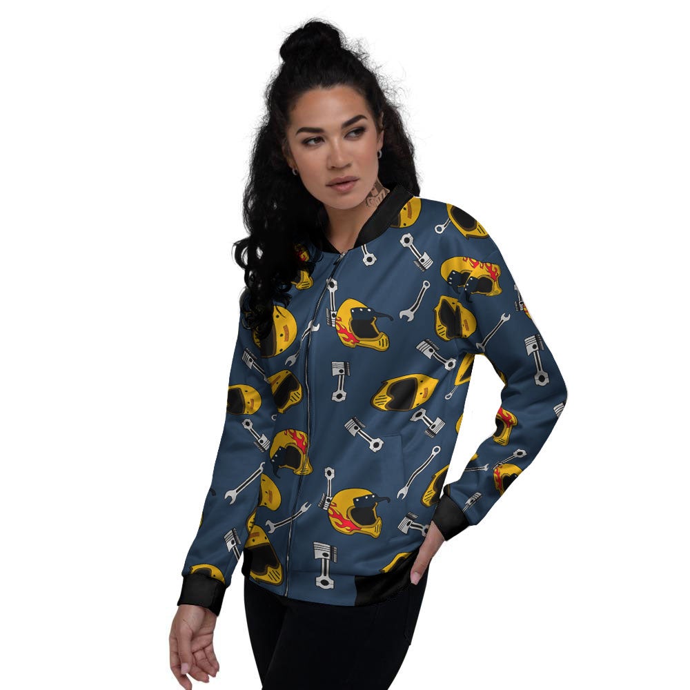 Equipment Motorcycle Print Pattern Women's Bomber Jacket-grizzshop