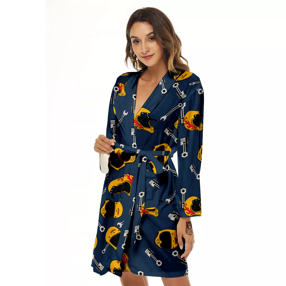 Equipment Motorcycle Print Pattern Women's Robe-grizzshop