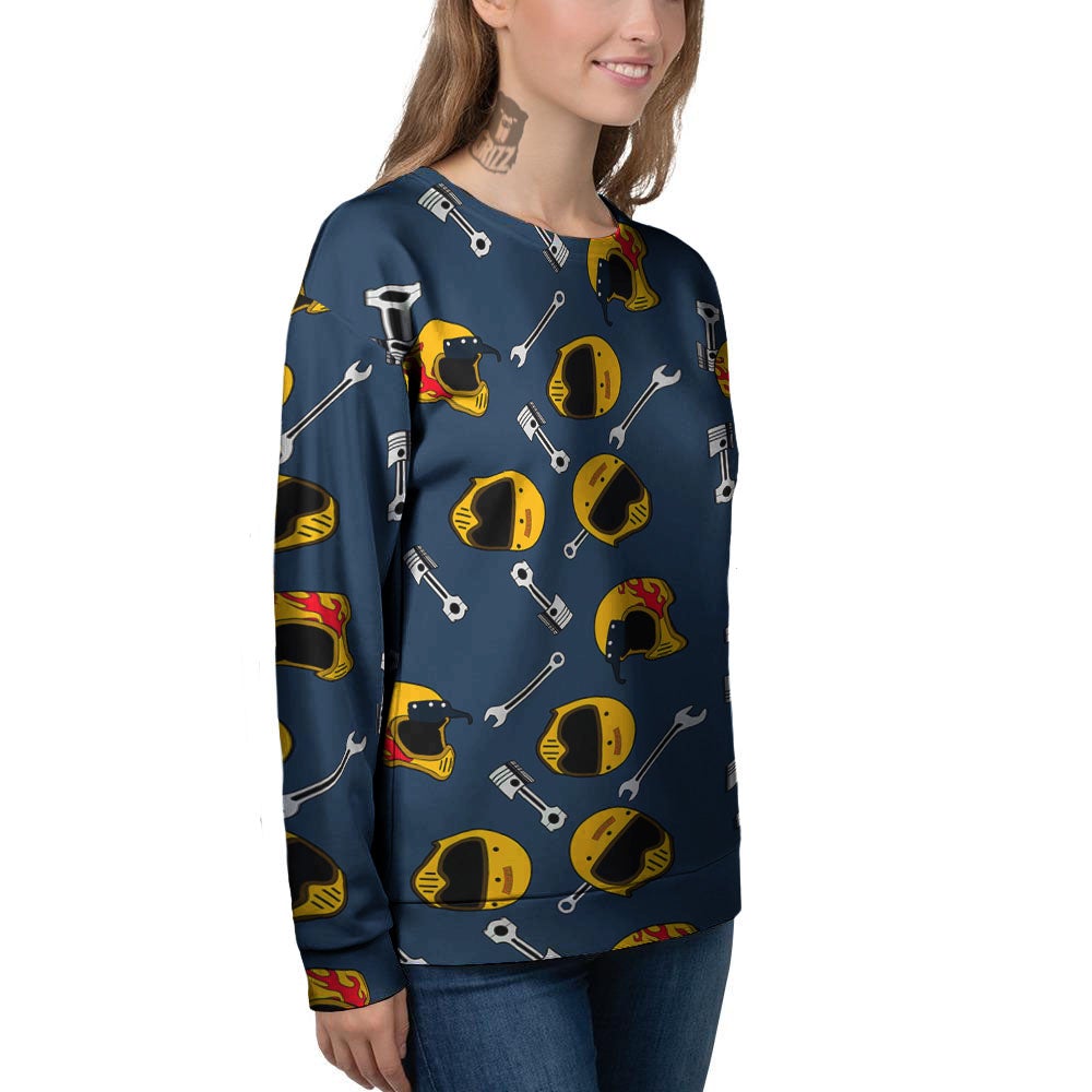 Equipment Motorcycle Print Pattern Women's Sweatshirt-grizzshop