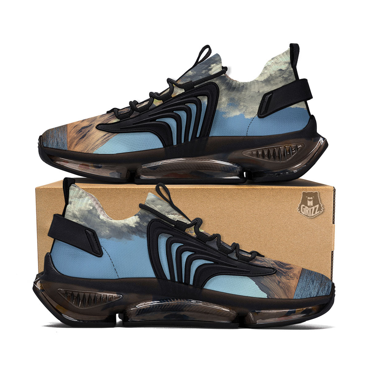 Eruption Volcano Print Black Gym Shoes-grizzshop