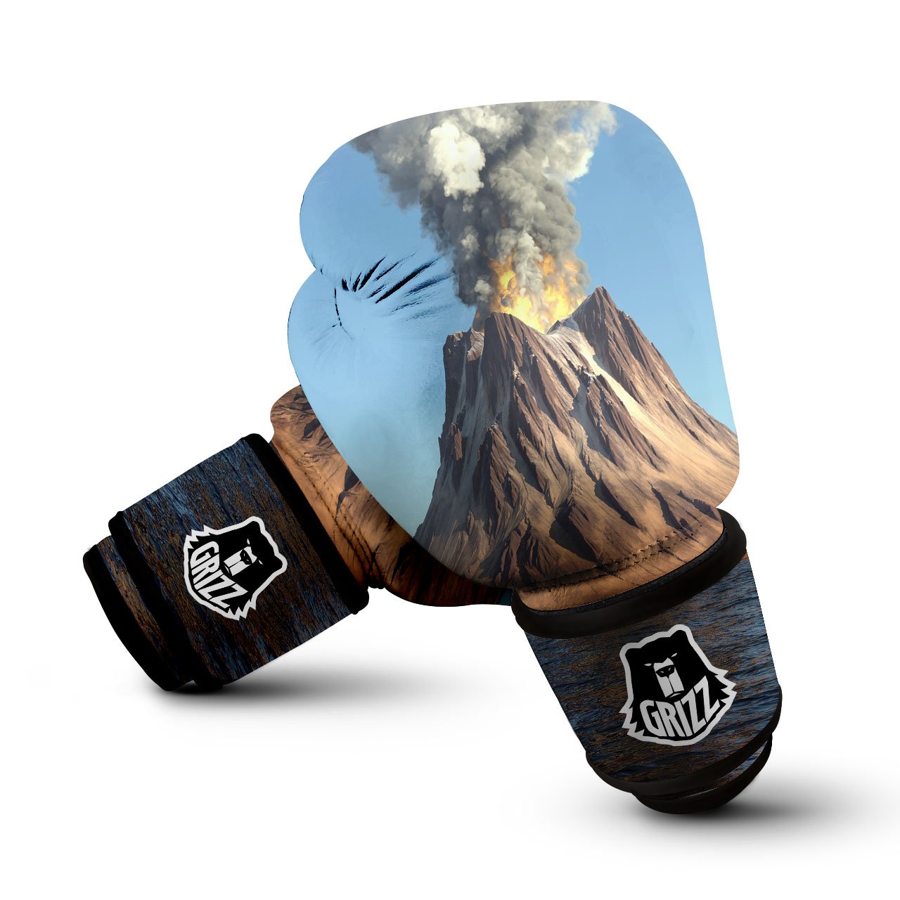 Eruption Volcano Print Boxing Gloves-grizzshop