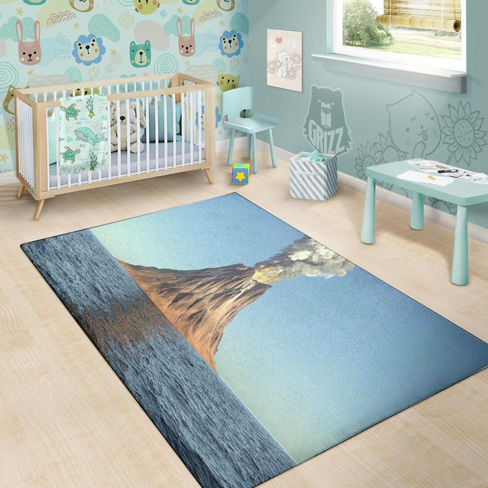 Eruption Volcano Print Floor Mat-grizzshop