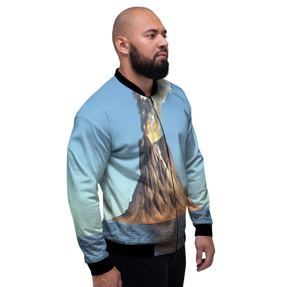 Eruption Volcano Print Men's Bomber Jacket-grizzshop