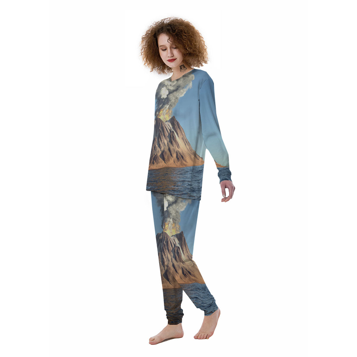 Eruption Volcano Print Women's Pajamas-grizzshop