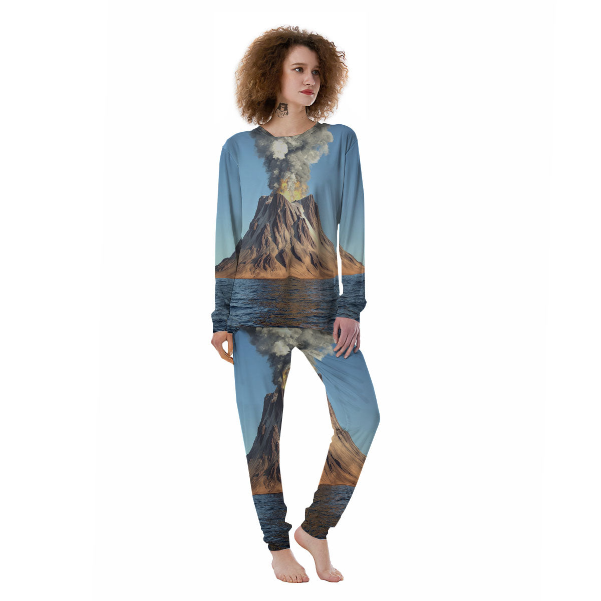 Eruption Volcano Print Women's Pajamas-grizzshop