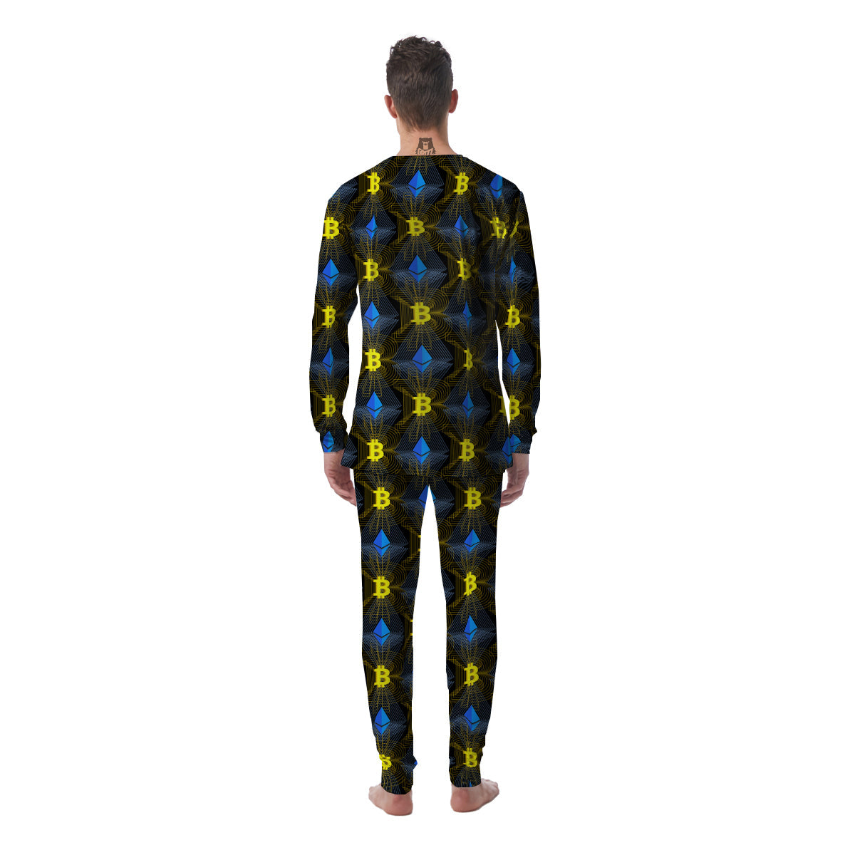 Ethereum And Bitcoin Print Pattern Men's Pajamas-grizzshop