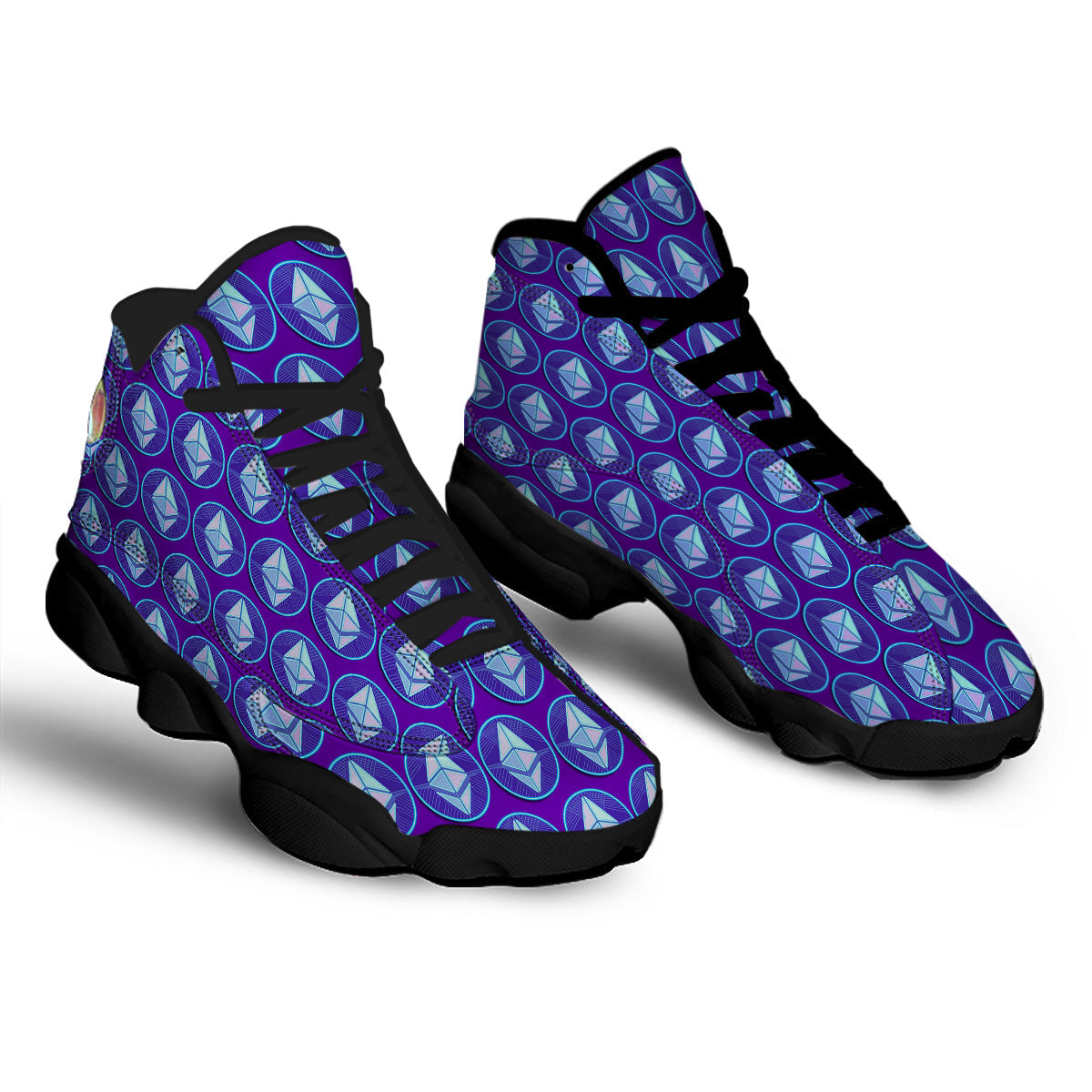 Ethereum Cryptocurrency Print Pattern Black Basketball Shoes-grizzshop