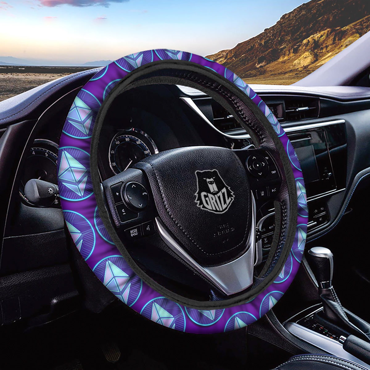 Ethereum Cryptocurrency Print Pattern Car Steering Wheel Cover-grizzshop