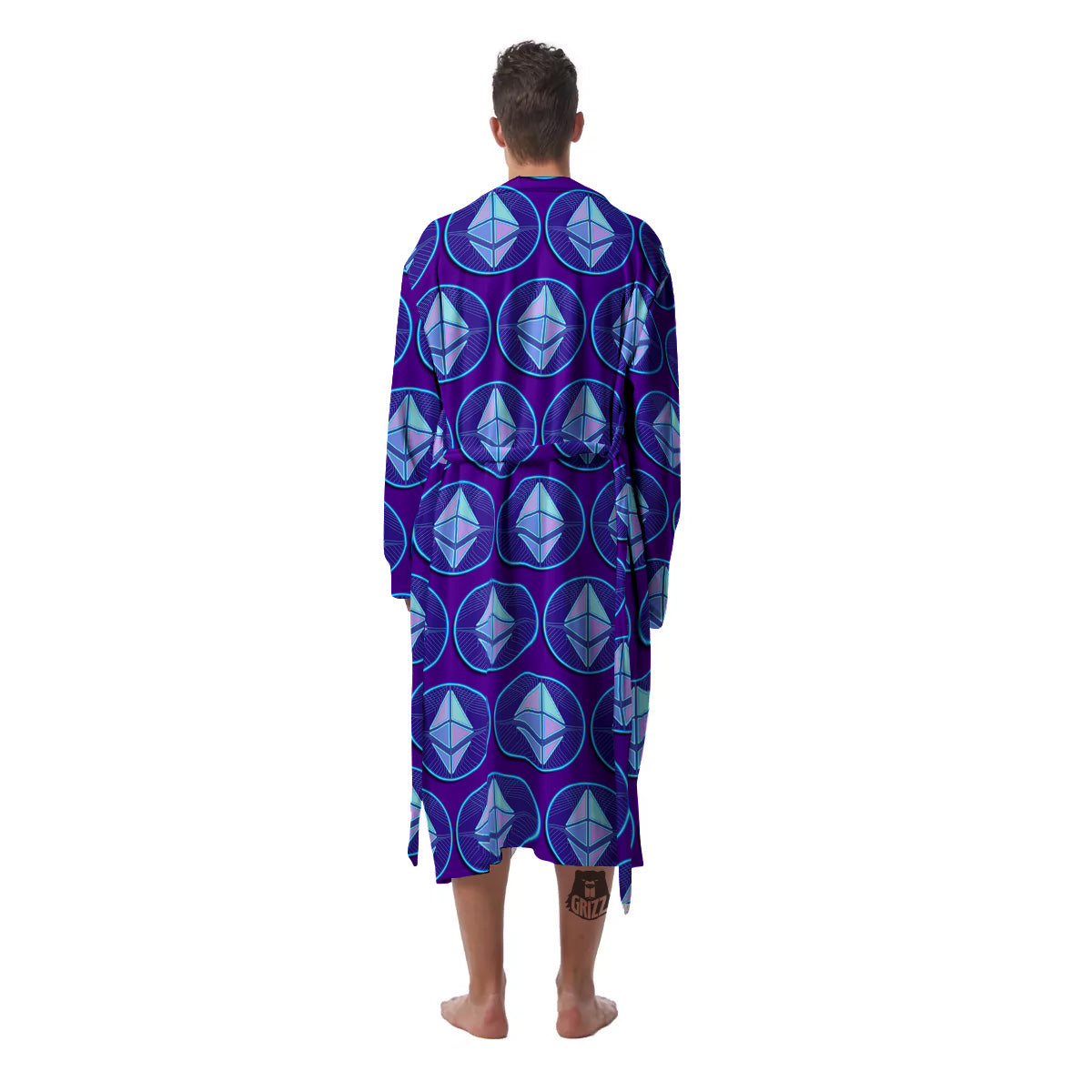 Ethereum Cryptocurrency Print Pattern Men's Robe-grizzshop