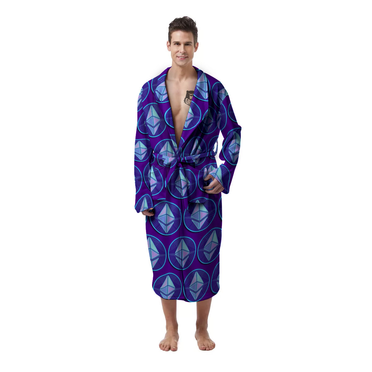 Ethereum Cryptocurrency Print Pattern Men's Robe-grizzshop