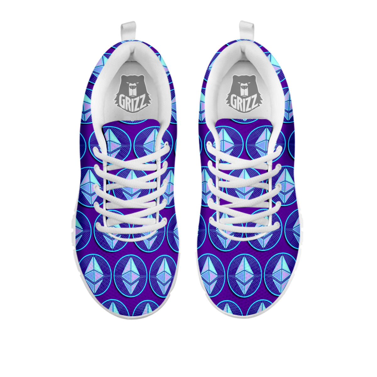 Ethereum Cryptocurrency Print Pattern White Sneaker-grizzshop