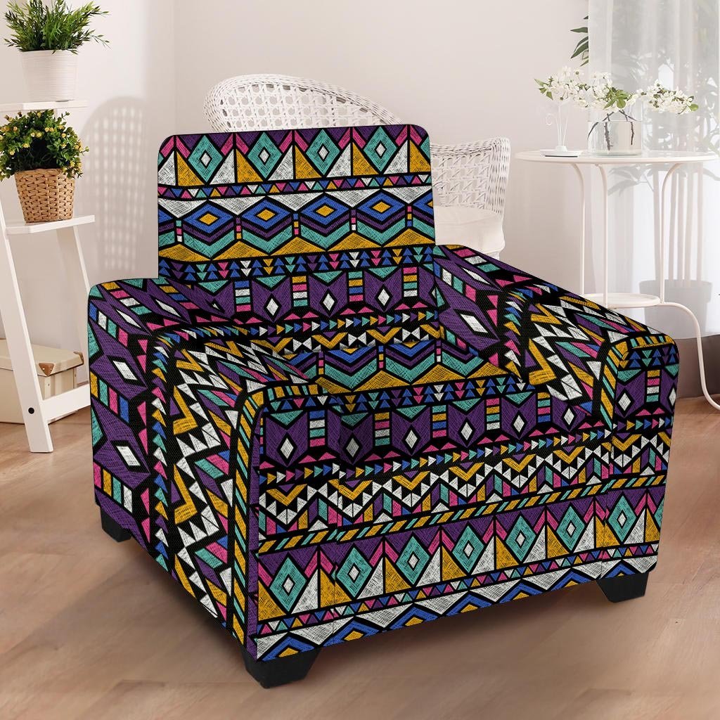 Ethic Aztec Geometric Art Print Armchair Cover-grizzshop